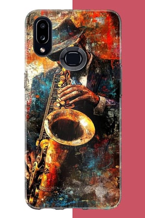 Samsung Galaxy A10S Uyumlu renkli tenor saksafon Baskılı Silikon Kılıf
