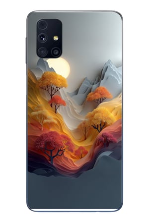 Samsung Galaxy M31s Uyumlu Renk Dalgalı Manzara Baskılı Silikon Kılıf