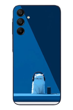 Samsung Galaxy A15 Uyumlu Kulaklı Kedi Baskılı Silikon Kılıf