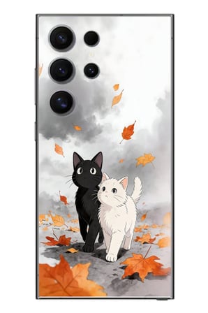 Samsung Galaxy S24 Ultra Uyumlu Sonbahar Kedileri Baskılı Silikon Kılıf