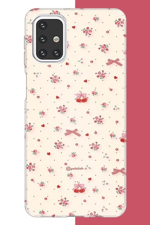 Samsung Galaxy M31s Uyumlu kırmızı kalpli pattern Baskılı Silikon Kılıf