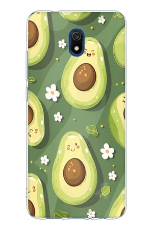 Redmi 8A Uyumlu Yeşil Zeminli Sevimli Avokado Baskılı Silikon Kılıf