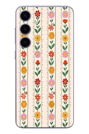 Samsung Galaxy S24 Plus Uyumlu Çiçekler ve Yaprakları Baskılı Silikon Kılıf