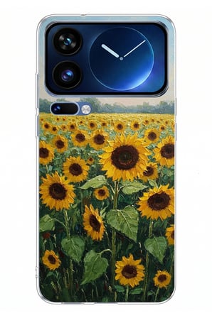Xiaomi 17 Pro Max Uyumlu Ay çiçeği sulu boya Baskılı Silikon Kılıf