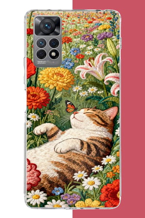 Redmi Note 12 PRO 4G Uyumlu nakışlı kedi Baskılı Silikon Kılıf