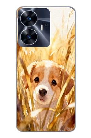 Realme C55 Uyumlu Golden Köpek Baskılı Silikon Kılıf