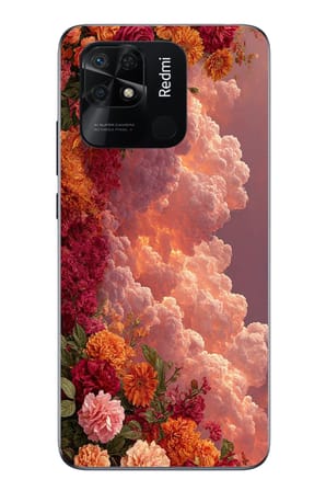 Redmi 10C Uyumlu Güller ve Bulutlar Baskılı Silikon Kılıf