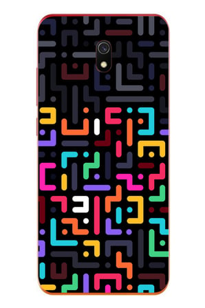 Redmi 8A Uyumlu Renkli Karışık Çizgiler Baskılı Silikon Kılıf