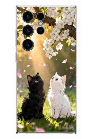 Samsung Galaxy S23 Ultra Uyumlu İlkbahar Kedileri Baskılı Silikon Kılıf