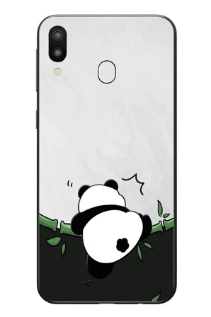 Samsung Galaxy M31 Uyumlu Bambuya Çıkan Panda Baskılı Silikon Kılıf