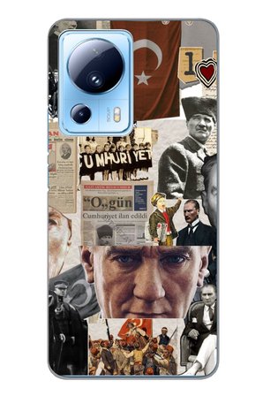 Xiaomi Mi 13 Lite Uyumlu Atatürk Cumhuriyet Kolaj Baskılı Silikon Kılıf