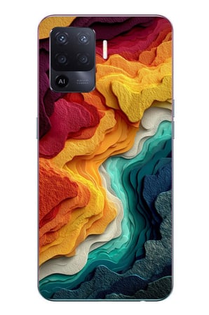 Oppo Reno 5 Lite Uyumlu Renk Dalgaları Baskılı Silikon Kılıf