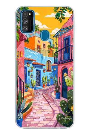 Samsung Galaxy M30S/M21 Uyumlu Renkli Sanat Sokak Silikon Kılıf Baskılı Silikon Kılıf