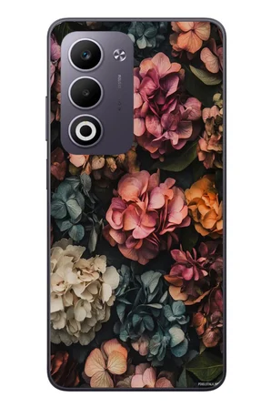 Oppo A5 4G Uyumlu Koyu Çiçekler Baskılı Silikon Kılıf