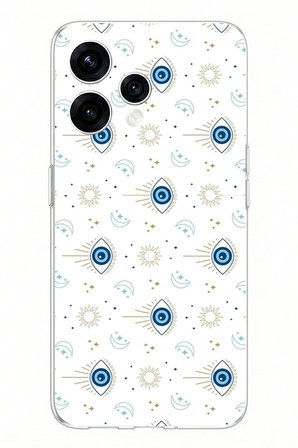 OPPO Reno 15 - Reno 15F Uyumlu Nazar Boncuğu Güneş ve Hilal Baskılı Silikon Kılıf