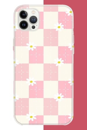 iPhone 12 PRO MAX Uyumlu papatyalı grid Baskılı Silikon Kılıf