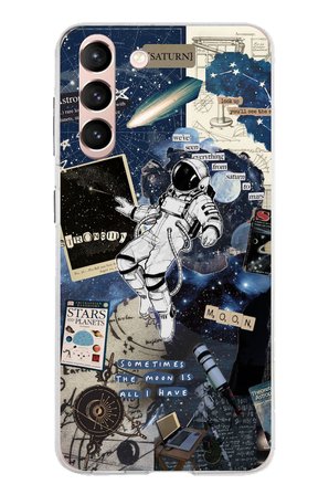 Samsung Galaxy S21 Uyumlu Retro Astronot Tasarımlı Baskılı Silikon Kılıf