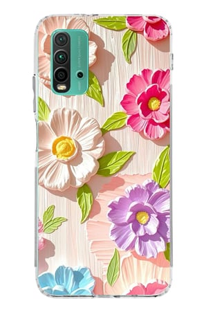 Redmi 9T-POCO M3 Uyumlu Renkli Çiçek Bahçesi Baskılı Silikon Kılıf