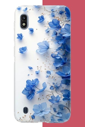 Samsung Galaxy A10 Uyumlu mavi çiçek2 Baskılı Silikon Kılıf