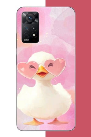 Redmi Note 11E Uyumlu gözlüklü yavru ördek Baskılı Silikon Kılıf