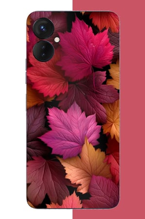 Tecno Spark 9 Pro Uyumlu Kızıl Sonbahar Yaprakları Baskılı Silikon Kılıf