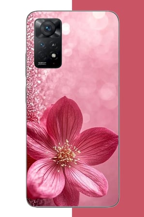 Redmi Note 11E Uyumlu Pembe Işıltı Baskılı Silikon Kılıf