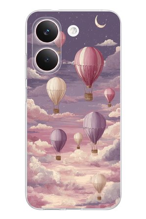 POCO X8 PRO Uyumlu Mor Gökyüzü ve Uçan Balon Baskılı Silikon Kılıf