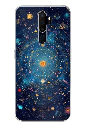 Oppo A5/A9 2020 Uyumlu Yıldız Atlası Kozmik Rehber Baskılı Silikon Kılıf