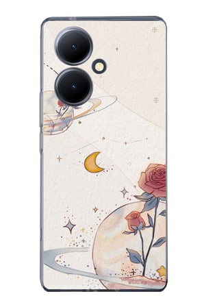 Vivo V29 Lite 5G Uyumlu Gezegen, Yıldız ve Gül Baskılı Silikon Kılıf