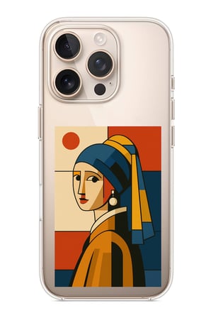 iPhone 16 PRO MAX Uyumlu Bauhaus İnci Küpeli Kız Baskılı Silikon Kılıf