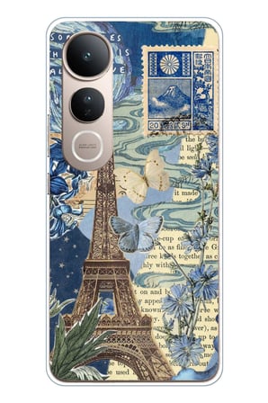Vivo V50 Lite Uyumlu Paris ve Eyfel Kulesi Baskılı Silikon Kılıf