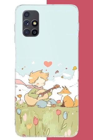 Samsung Galaxy M51 Uyumlu gitarlı küçük prens Baskılı Silikon Kılıf