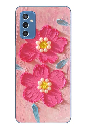 Samsung Galaxy M52 Uyumlu İnci Çiçekler Baskılı Silikon Kılıf
