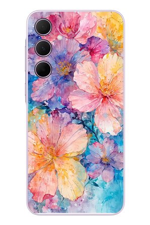 Samsung Galaxy A35 Uyumlu Yağlı Boya Çiçekler Baskılı Silikon Kılıf