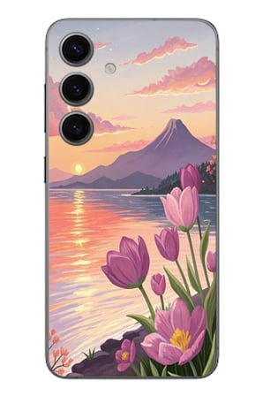 Samsung Galaxy S24 Uyumlu Çiçek Yağlı Boya Baskılı Silikon Kılıf
