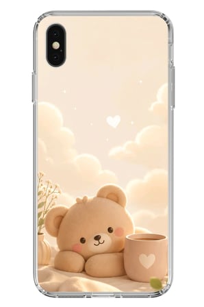 iPhone X-XS Uyumlu Sevimli Tatlı Ayı Baskılı Silikon Kılıf