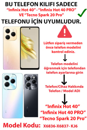 Infinix Hot 40-40 PRO Uyumlu Pembe Çizgili ve Mini Kalp Baskılı Silikon Kılıf