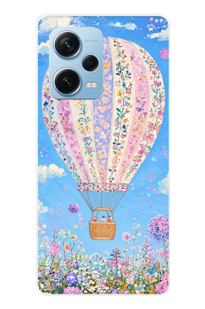 Redmi Note 12 PRO 5G Uyumlu Çiçek Desenli Uçan Balon Baskılı Silikon Kılıf