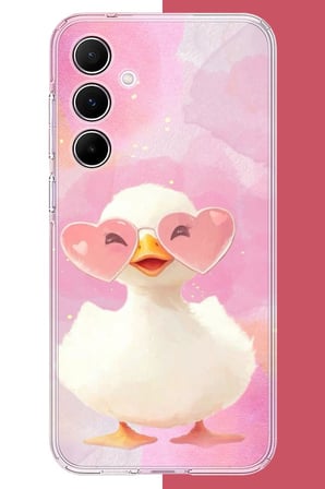 Samsung Galaxy A55 Uyumlu gözlüklü yavru ördek Baskılı Silikon Kılıf