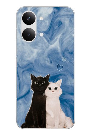 POCO X8 Pro Max Uyumlu Siyah ve Beyaz Kedi Baskılı Silikon Kılıf
