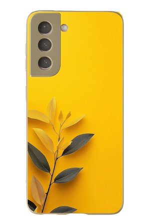 Samsung Galaxy S21 FE Uyumlu Sarı Siyah Çiçekler Baskılı Silikon Kılıf