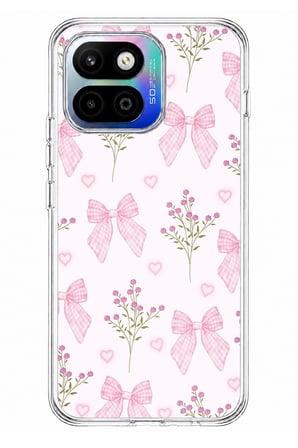 General Mobile GM 26 One 5G Uyumlu Pembe Çiçek ve Fiyonklar Baskılı Silikon Kılıf