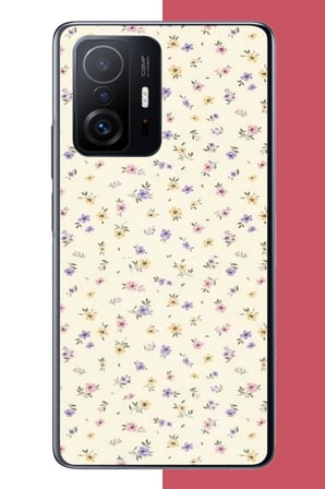Xiaomi Mi 11T-11T PRO Uyumlu sarı lila çiçek Baskılı Silikon Kılıf