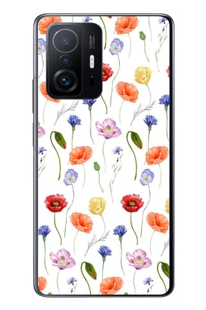 Xiaomi Mi 11 T-11 T Pro Uyumlu Sade Tek Çiçekler Baskılı Silikon Kılıf