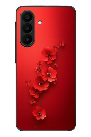 Samsung Galaxy A27 Uyumlu Kırmızı Kardelenler Baskılı Silikon Kılıf