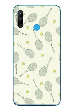 Huawei P30 Lite Uyumlu Tenis Raketleri Baskılı Silikon Kılıf