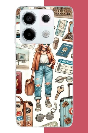 Redmi Note 13 PRO 5G Uyumlu vintage-travel Baskılı Silikon Kılıf