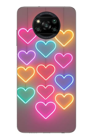Poco X3 Uyumlu Neon Kalpler Baskılı Silikon Kılıf