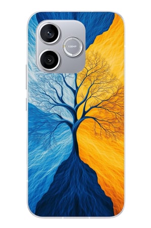 Honor 600 Lite Uyumlu Sarı Mavi Ağaç Baskılı Silikon Kılıf