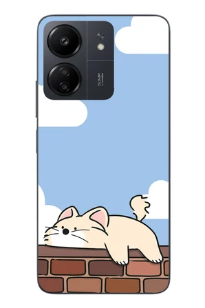 Redmi 13C Uyumlu Duvar Üstünde Kedi Baskılı Silikon Kılıf